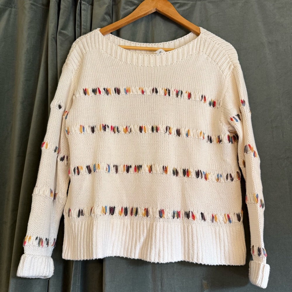 Lou & Grey for Loft white cotton boatneck sweater, women’s S